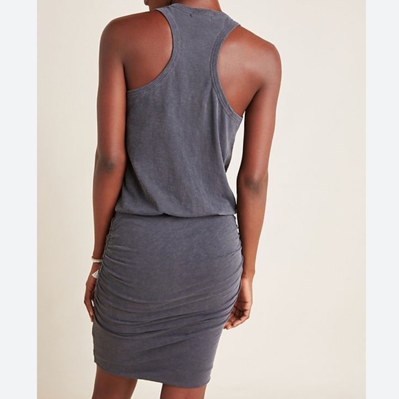 Sundry Gardien Ruched Racerback Tank Dress. Charcoal Grey. Size 3 (Large). - Picture 2 of 12